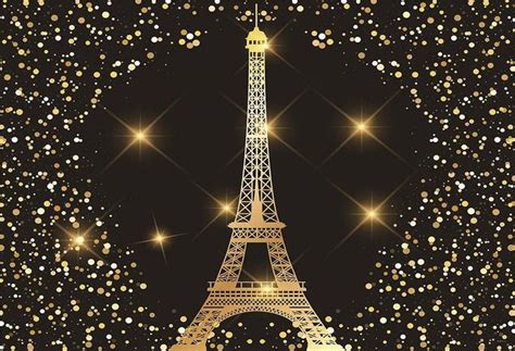 Black Gold Paris Eiffel Photo Backdrop For Birthday Picture Backdrops