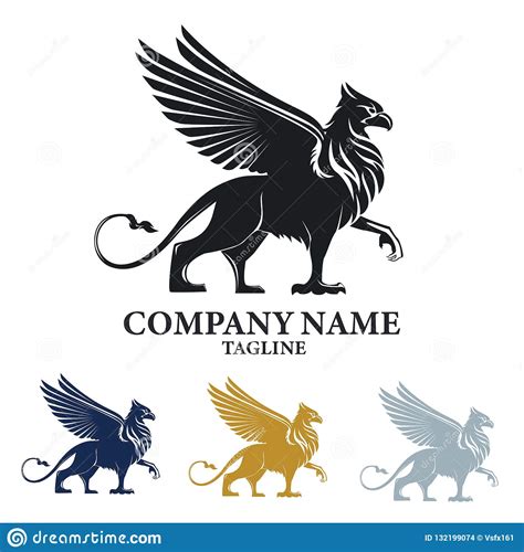 Griffin Mythical Creature Emblem Vector Design Logo Stock Vector