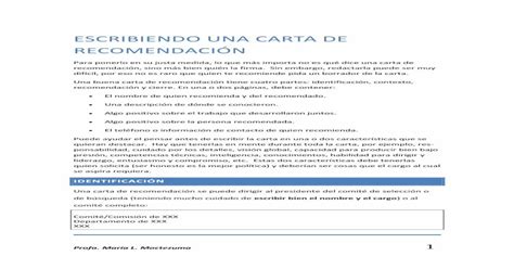 Escribiendo Una Carta De RecomendaciÓn · Pdf Fileprofa María L