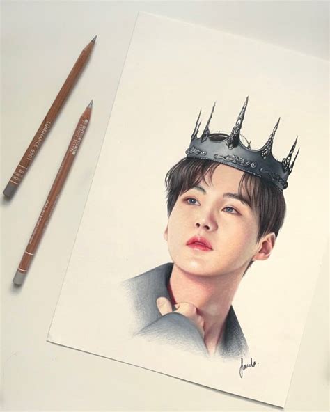 Bts Suga Colored Pencil Drawing Print From Original Fanart Etsy