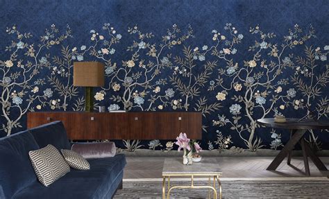 Chinoiserie Mural Wallpaper Blue Wallpapers Chinoiserie Mural Mural