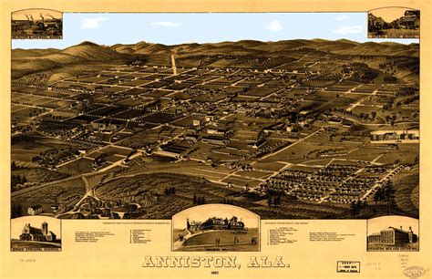 Anniston Al Panoramic Map Dated 1887 This Print Is A Etsy