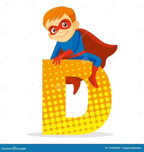 Letra D Imagen Vectorial Del Personaje De Caricatura De Un Niño