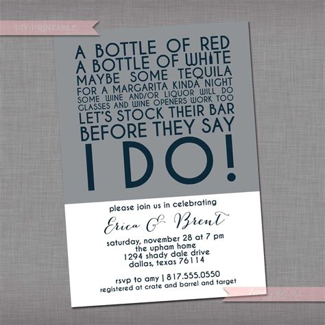 stock the bar invitation wedding bridal colorblock