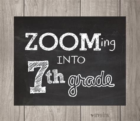 Zooming Into 7th Grade Printable Sign Etsy