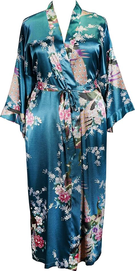 838 Plus Size Womens Kimono Long Robe Floral Us One Size Fits Most 1x 2x 3x