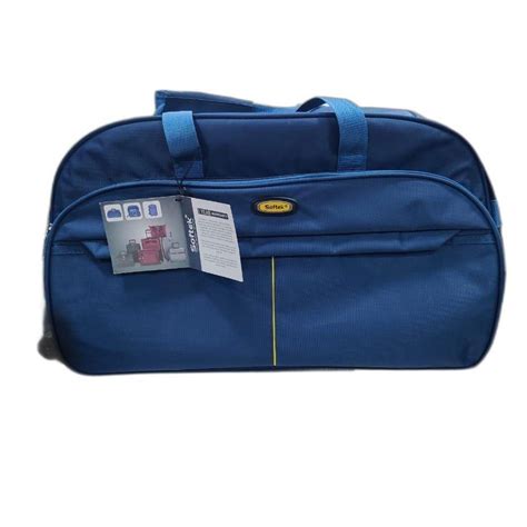 Round Wheel Polyester Blue Duffle Trolley Bag For Travelling Size