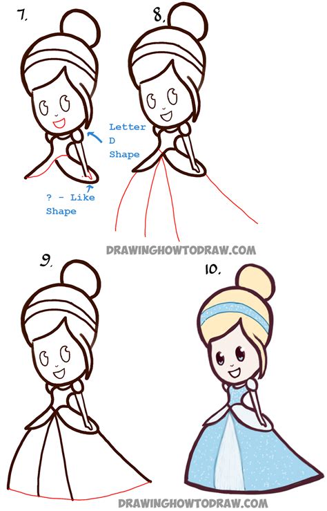 How To Draw Cute Baby Chibi Cinderella Easy Step By Step Drawing