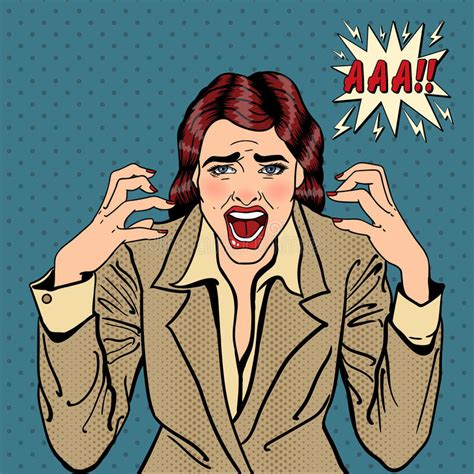 Frustrated Stressed Business Woman Screaming Pop Art Vector
