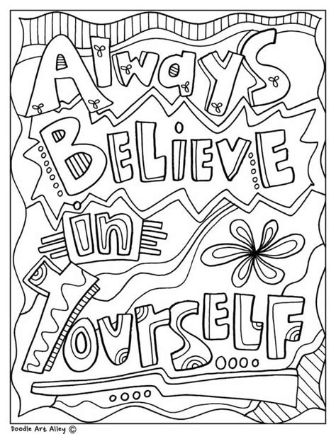 Believe In Yourself Coloring Page Free