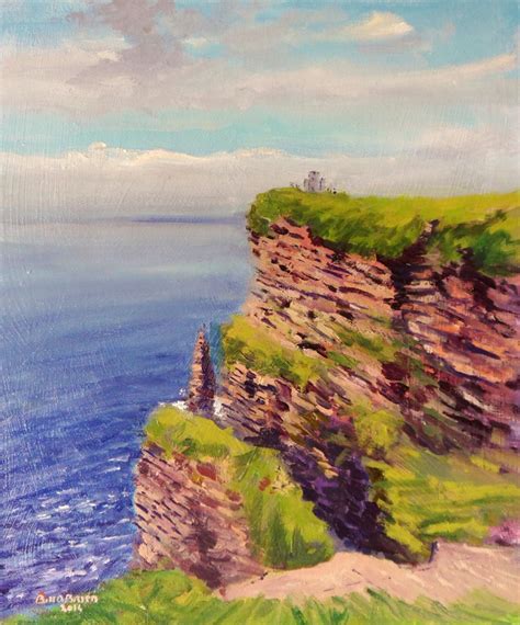 An Oil Painting Of Cliffs Overlooking The Ocean