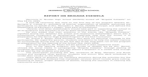 Brigada Eskwela Narrative Docx Document