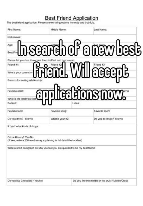Best Friend Application Form Pdf Linn Covington