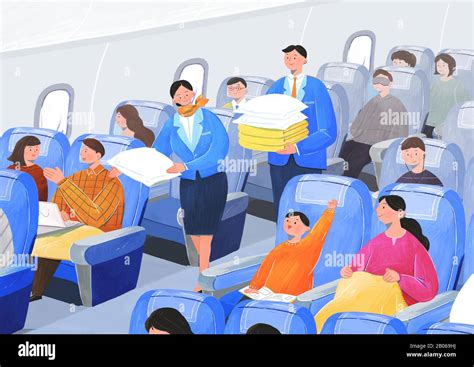Airplane Passenger Service With Air Travel Concept Illustration 017 Stock Vector Image And Art Alamy