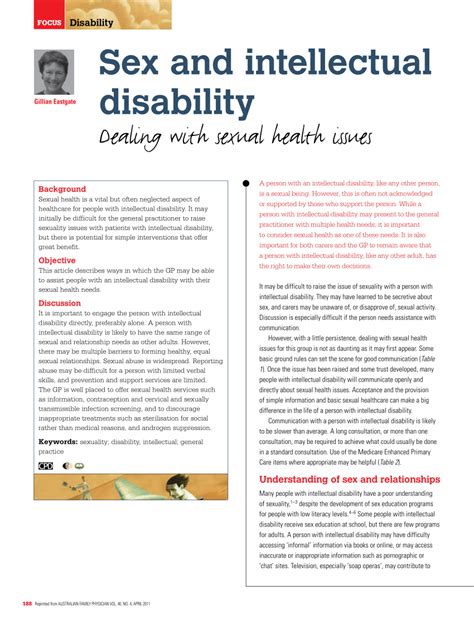 pdf sex and intellectual disability dealing with sexual health issues