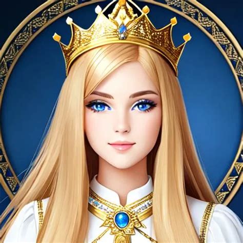 Golden Haired Girl With Straight Hair And Blue Accen Openart