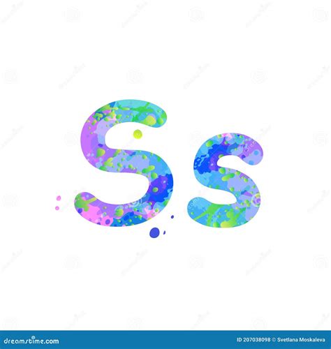 Letters S Uppercase And Lowercase With Effect Of Liquid Spots Of Paint
