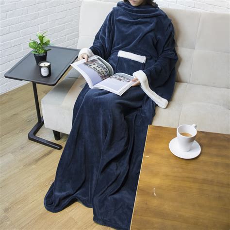 Deluxe Fleece Blanket With Sleeves For Adult Men And Women Elegant