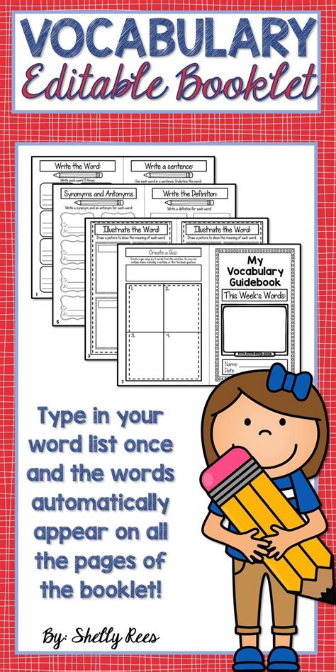Vocabulary Activities Editable Booklet This Makes Life So Much Easier