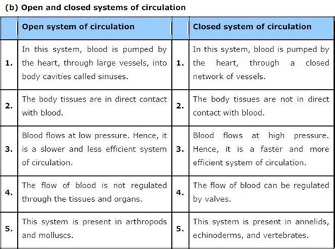 State Any Two Differences Between The Open And Closed Circulatry System