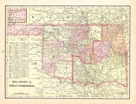 1900 Antique Indian Territory Map George Cram Atlas Map Of Oklahoma