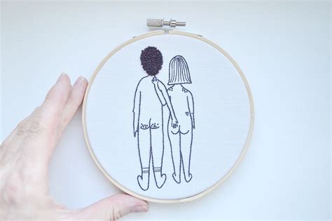 Nude Minimalist Art 5 Embroidery Hoop Art Cute Hags Etsy