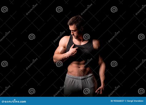 Young Man With Perfect Body Stripping Stock Image Image Of Naked
