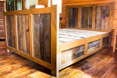 Handmade 4 Drawer Rustic Reclaimed Barn Wood Platform Queen Bed By