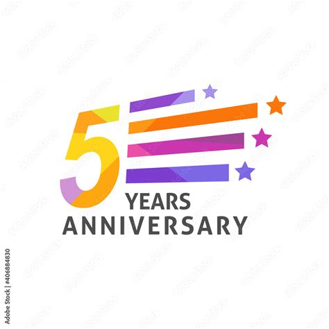 Colorful 5 Th Birthday Banner Logo Design Five Years Anniversary Badge