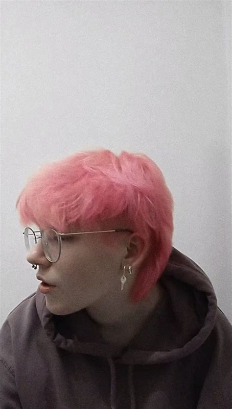 Pink Haired Enby In 2021 Mullet Hairstyle Androgynous Hair