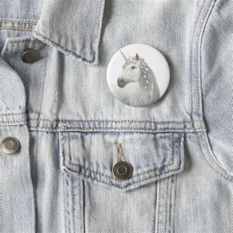 Spirit Unicorn With Flowers In Mane Pinback Button Zazzle