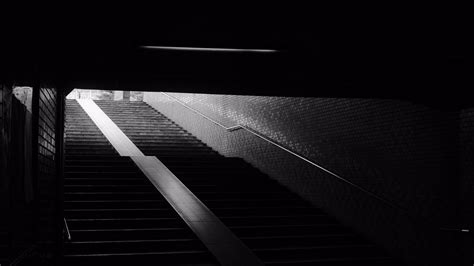 Download Wallpaper 2560x1440 Stairs Steps Tunnel Dark Black And