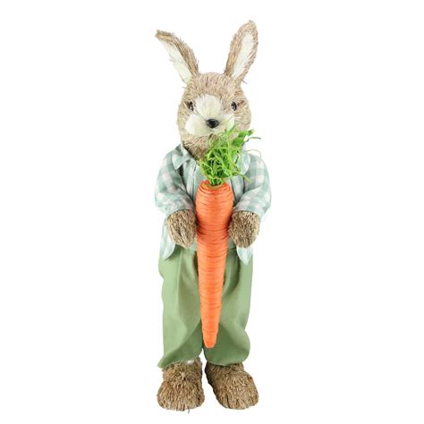 Northlight 19 Spring Sisal Standing Bunny Rabbit Figure With Carrot