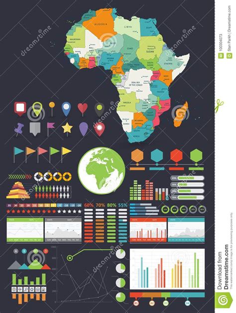 Africa Map And Infographics Design Elements Stock Vector Illustration