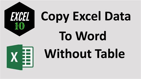 How To Copy Excel Data To Word Without Table Youtube