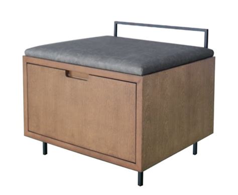 Luggage Bench Walnut Finish Upholstered Top Provado Inc