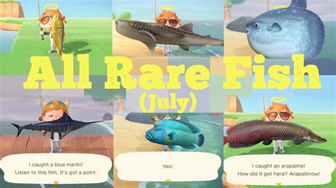 Catching All 16 Rare Fish July Animal Crossing New Horizons Youtube