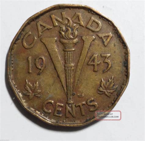 1943 One Cent Penny Tombac Canada Coin