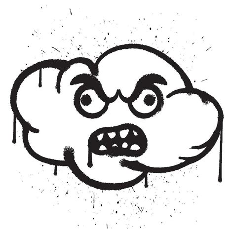 Vector Graffiti Spray Paint Zombie Face Cloud Character Isolated Vector