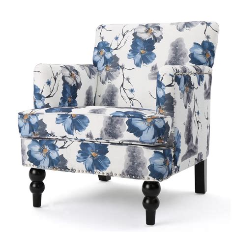 Berges leisure slipper chair winston porter fabric: Noble House Rayna Floral Print Fabric Club Chair-300439 ...