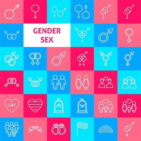 premium vector gender sex line icons set