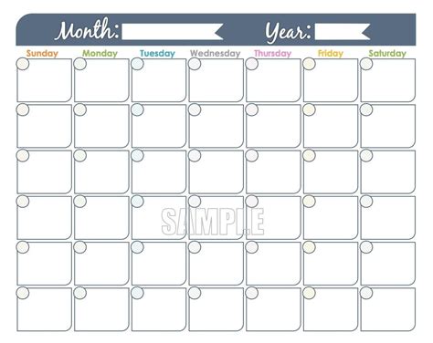 Large Printable Calendar Template Calendar Design