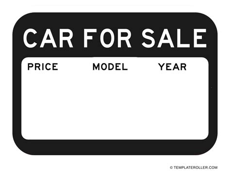 Car For Sale Sign Template Blank Download Printable Pdf Templateroller