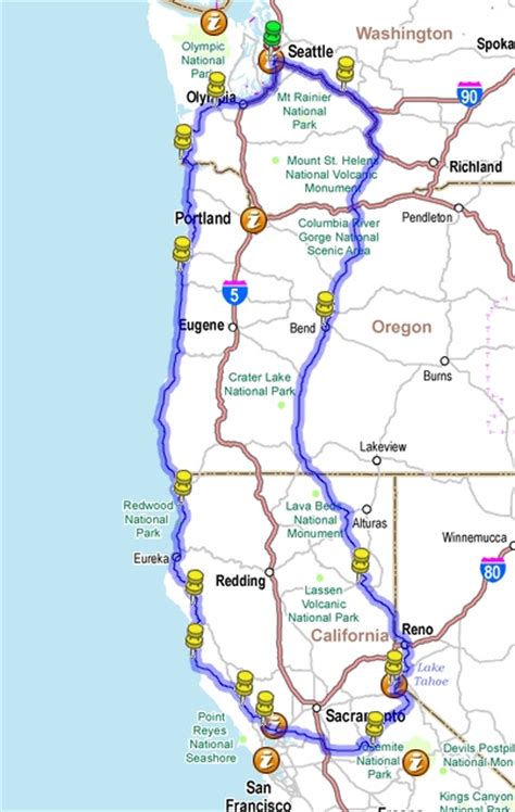 Road Map California Oregon Washington Road Map