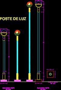 Planos De Postes De Luz En D Y D En Luminarias Electricidad