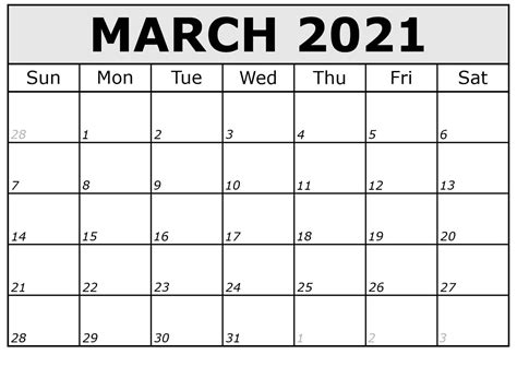The planner template can be print each month separately and combine them on the wall into a quarterly planner, 3 month calendar or. March 2021 Calendar Template With Holidays - Printable ...