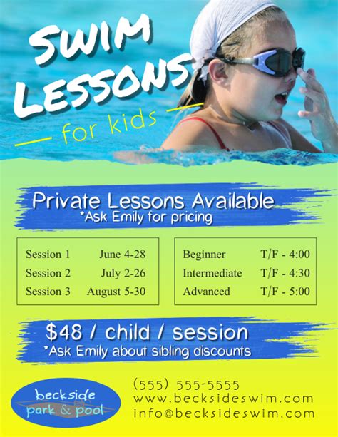 Swim Lessons Flyer Template Postermywall
