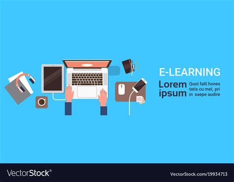 Elearning Online Education Banner With Student Vector Image