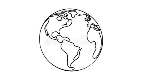 Globe Earth Globe One Line Drawing Of World Map Minimalist Vector
