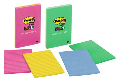 Post It Super Sticky Lined Notes X Assorted Colors Pads
